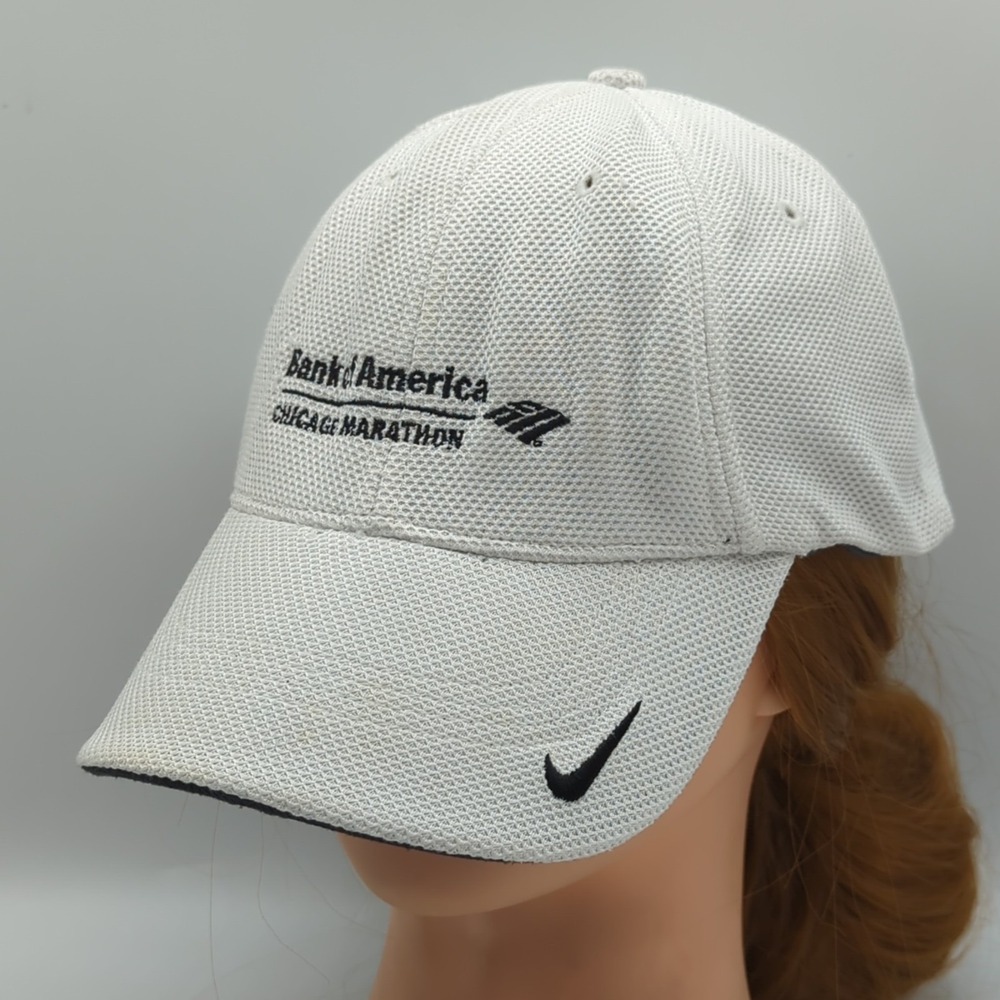 Bank of America Chicago Marathon Nike Golf Running Fitted Hat Cap White Size M/L